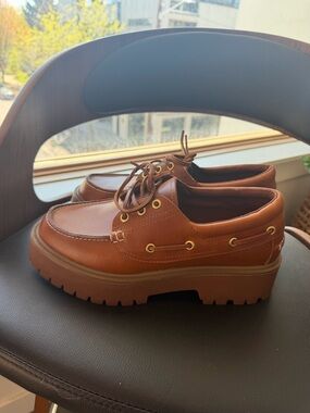 Jeffrey Campbell:  Brown Leather Lug-Soled Boat Shoes - NBW